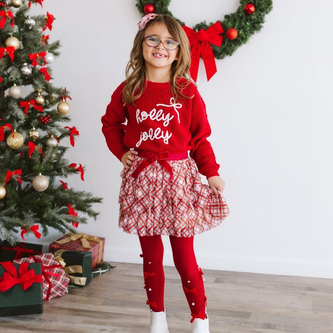 Sweet Wink Knit Sweater - Holly Jolly Bow