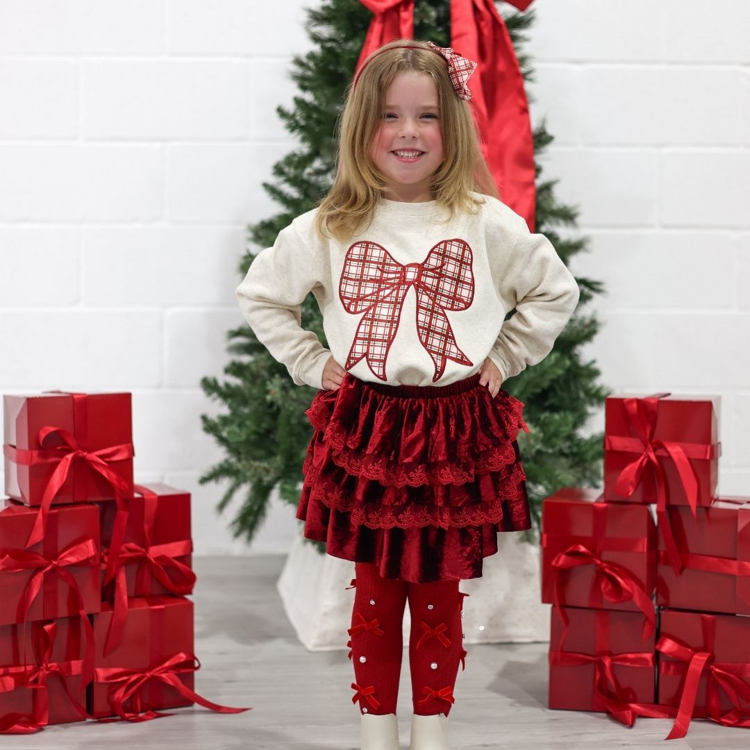 Sweet Wink Headband - Christmas Plaid Layered Bow