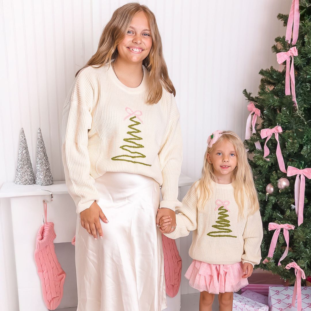 Women's Sweet Wink Knit Sweater - Coquette Christmas Tree