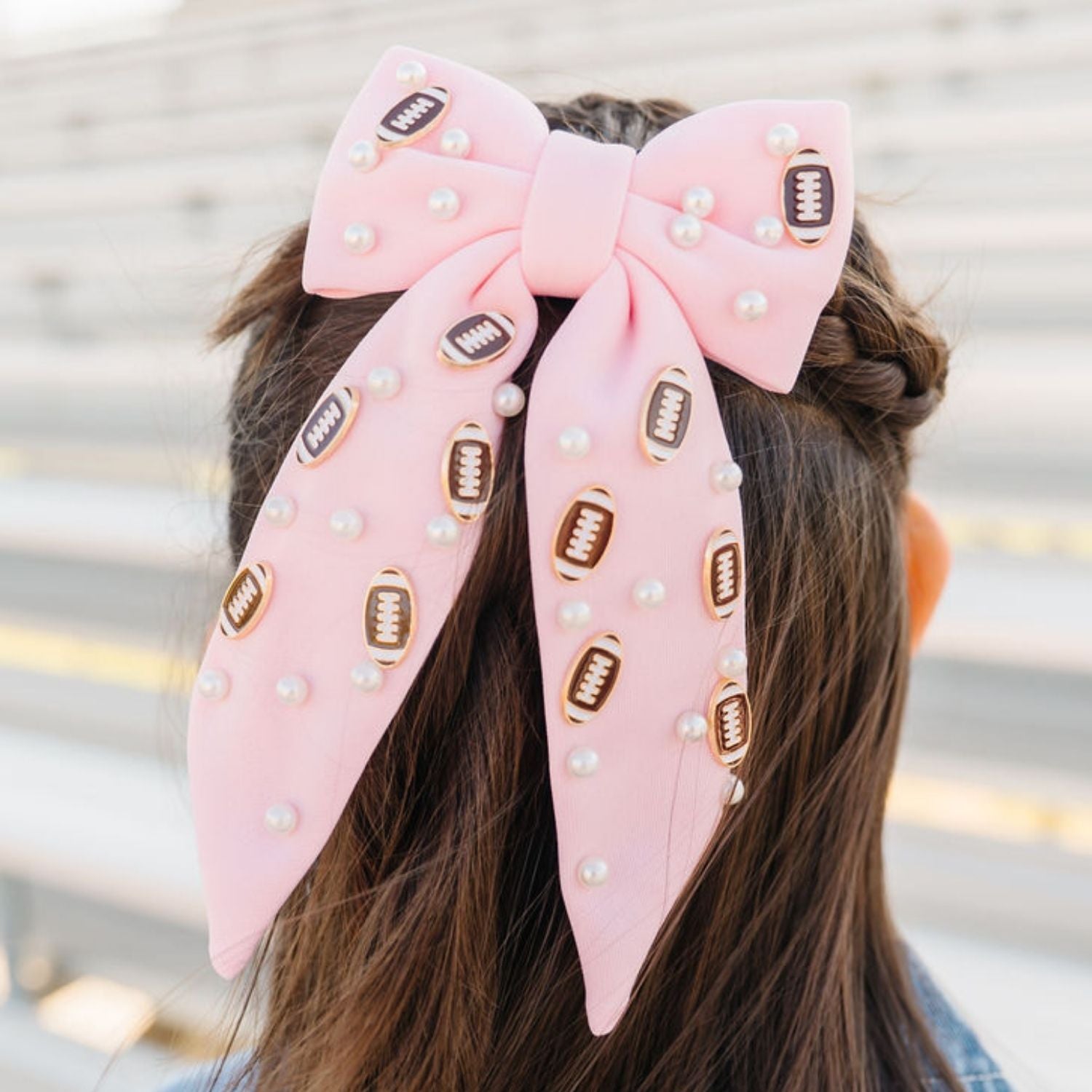 Sweet Wink Bow - Embellished Football Bow Clip
