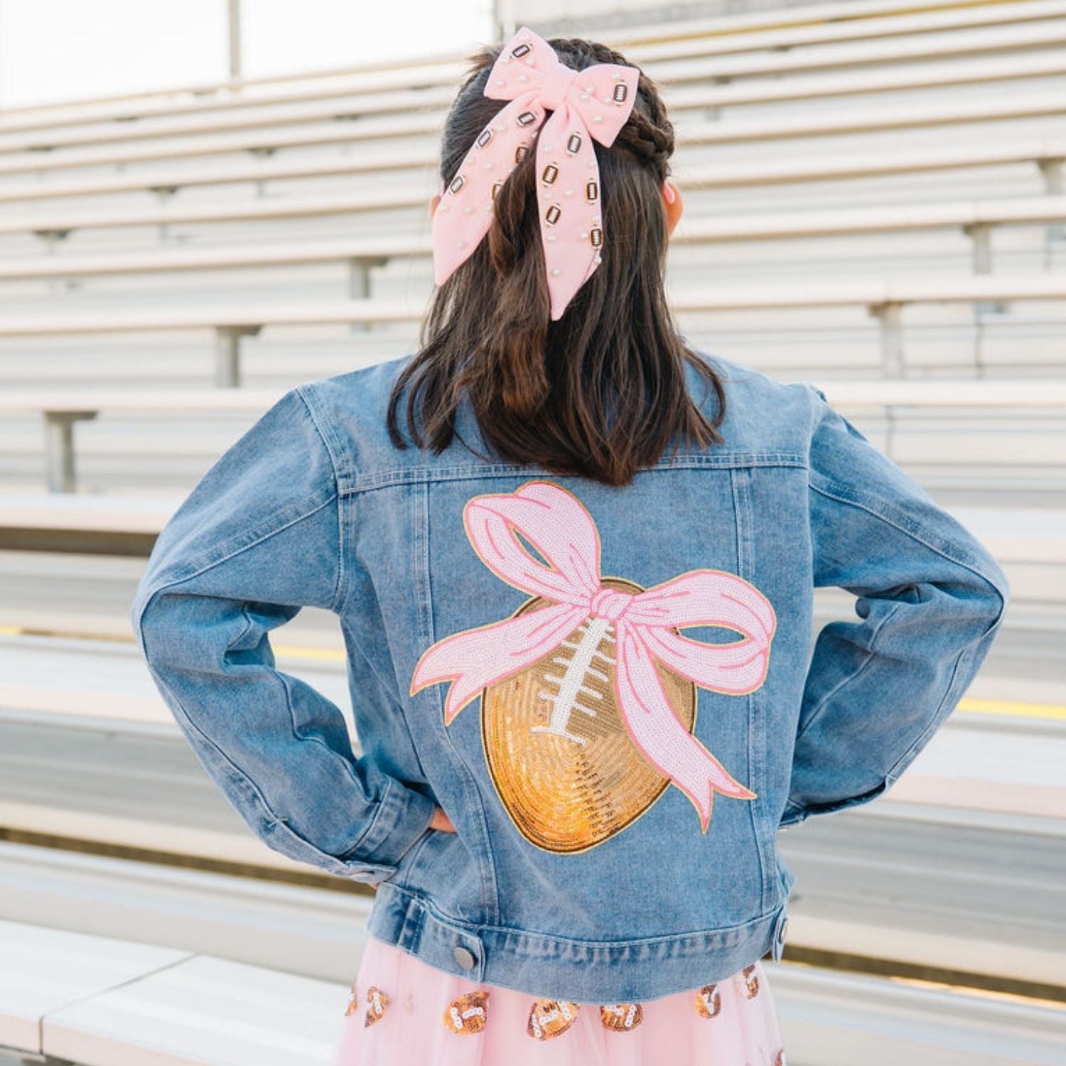 Sweet Wink Bow - Embellished Football Bow Clip