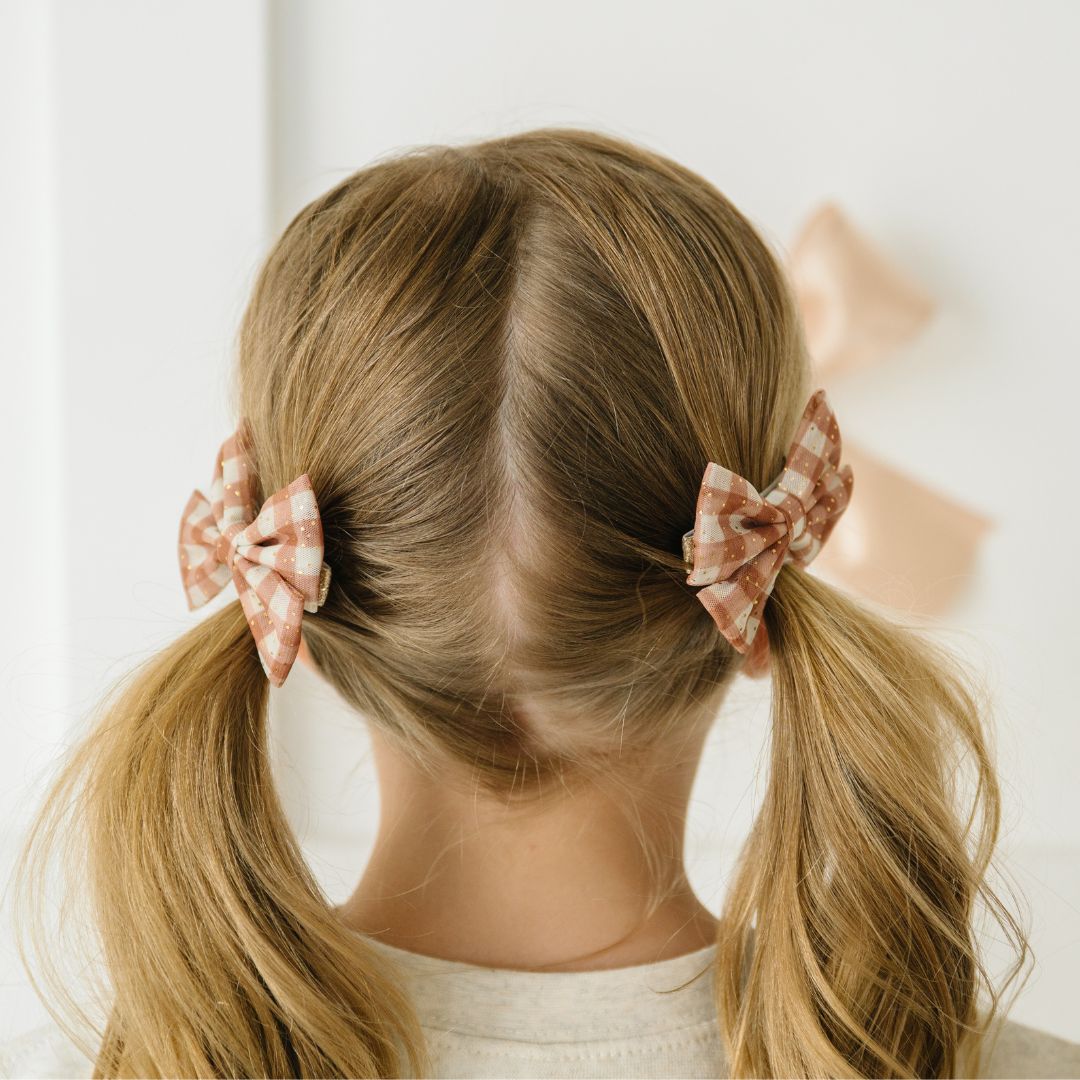 Sweet Wink Gingham - Printed Tulle Bow Clip Set