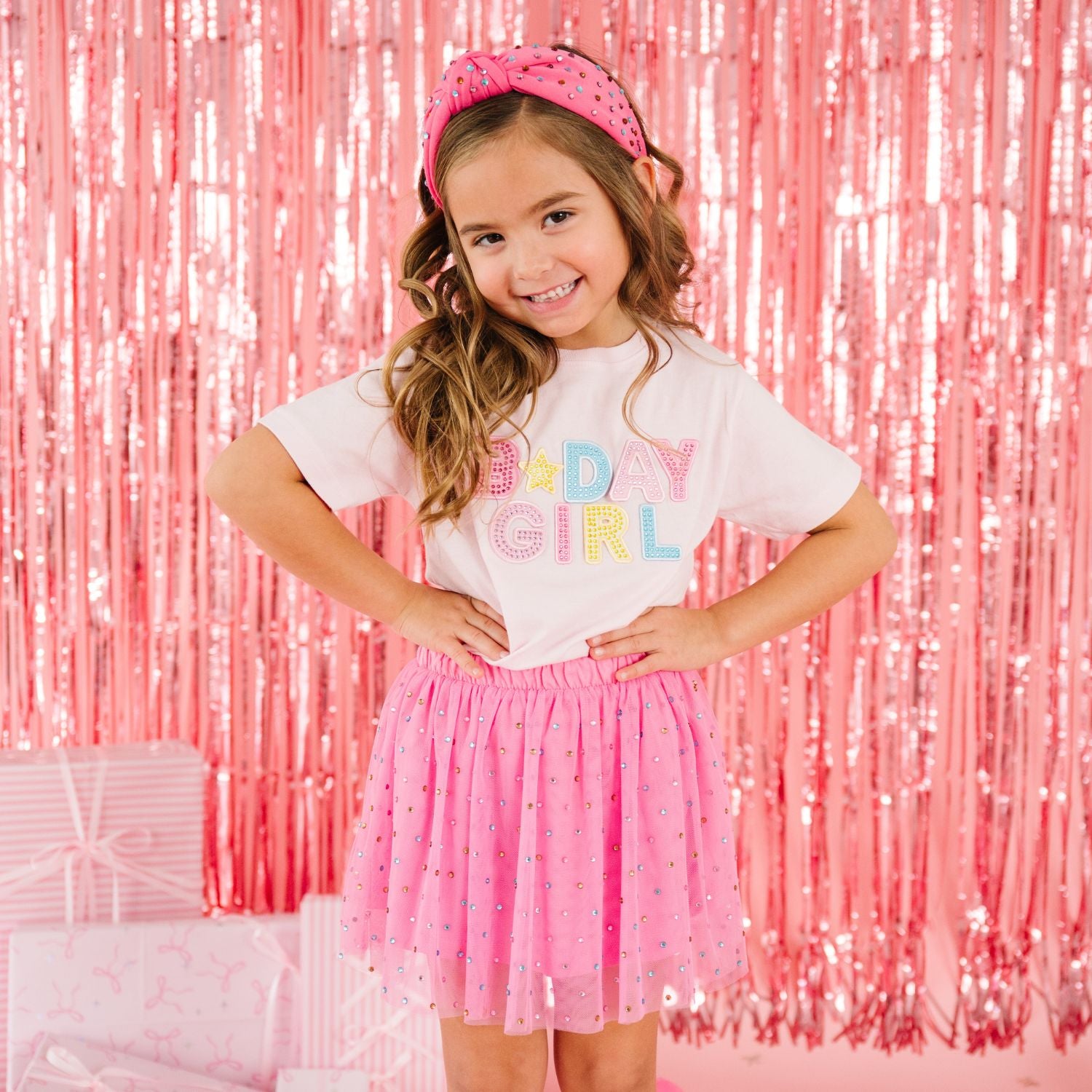 Sweet Wink Birthday Girl Rhinestone T-Shirt - Pink
