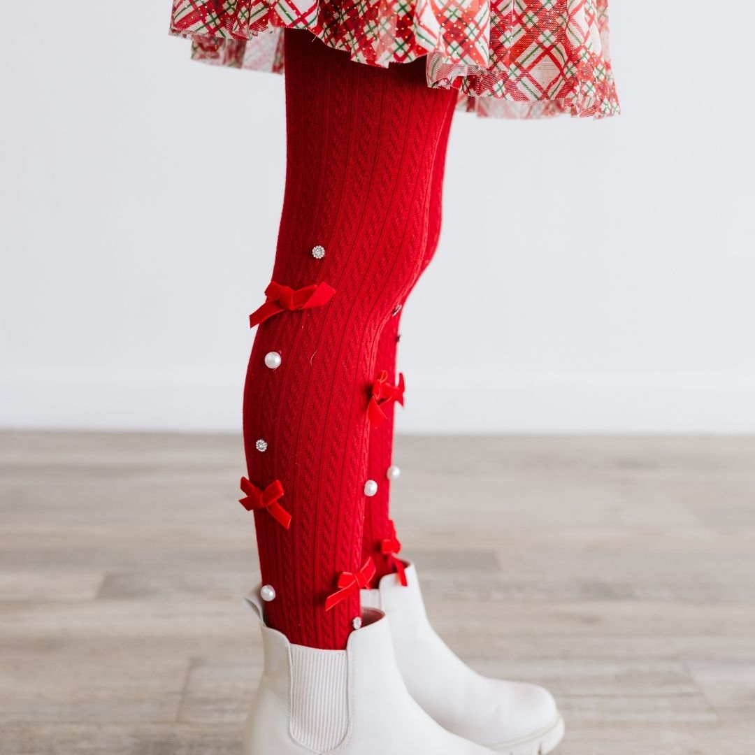 Sweet Wink Tights - Ruby Red Bedazzled
