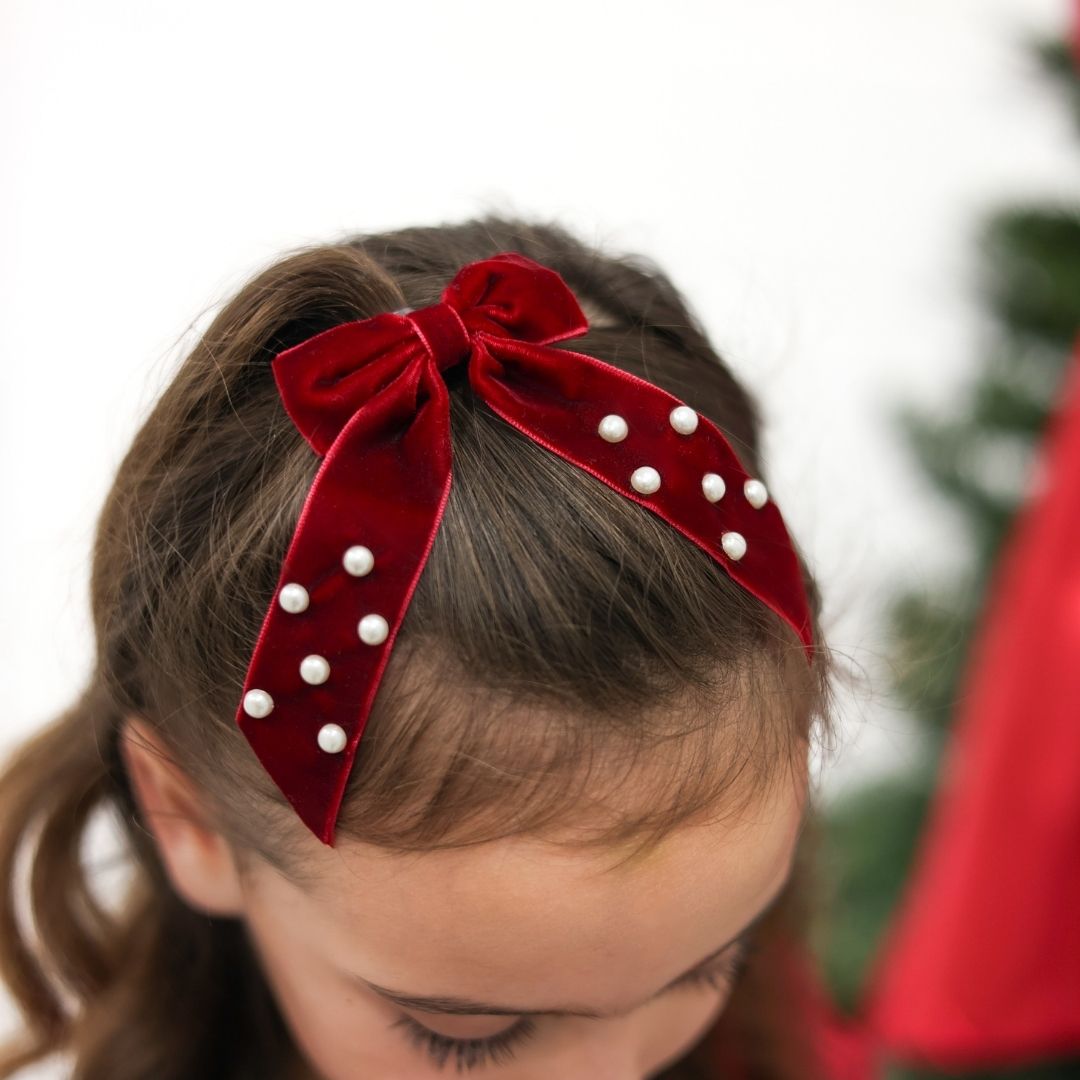 Sweet Wink Hair Clip - Ruby Red Velvet Coquette Bow