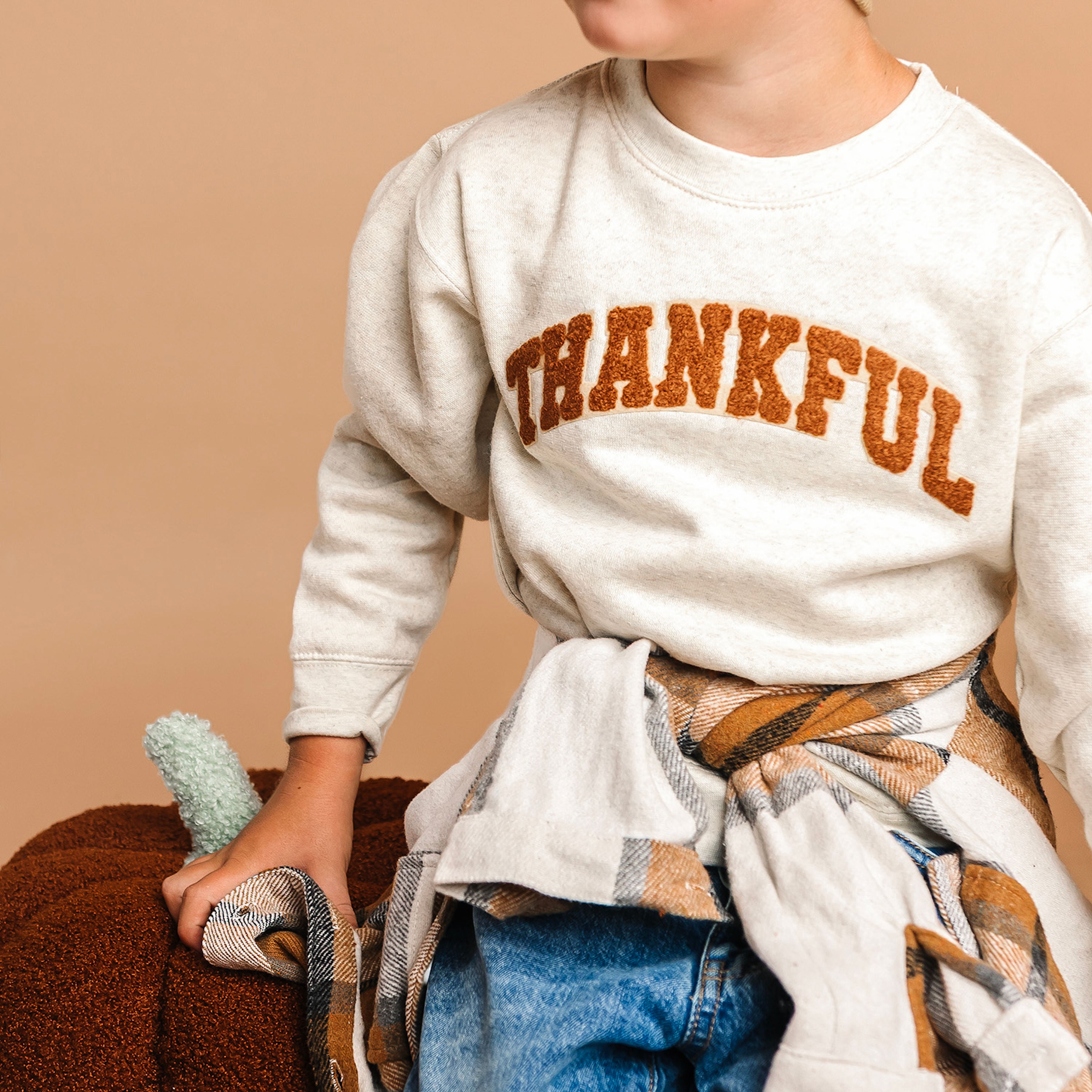 Sweet Wink Sweatshirt - Thankful Varsity Patch