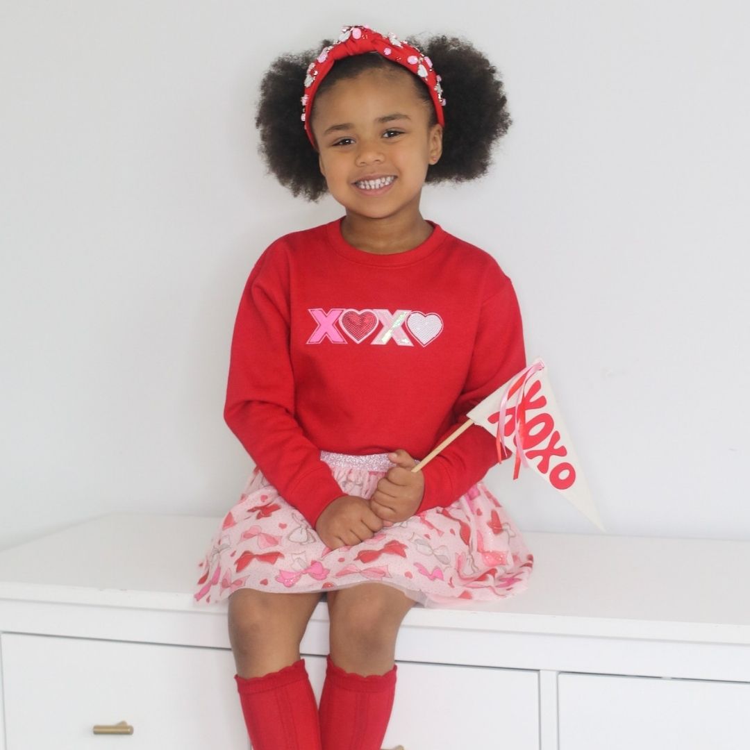 Sweet Wink Sweater - XOXO Sequin Patch Sweatshirt