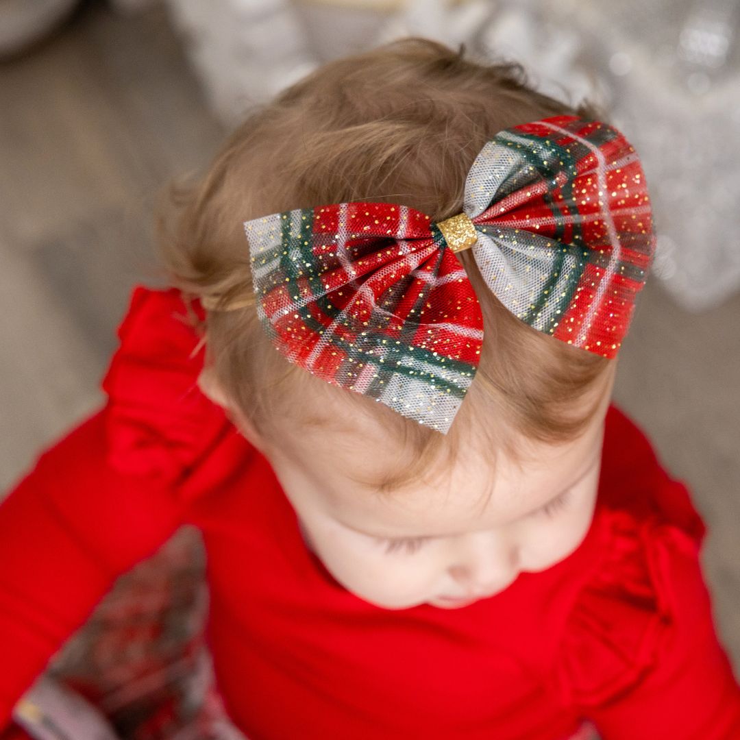 Sweet Wink Headband - Christmas Plaid