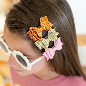 Sweet Wink Golden Blush Bow Clip Set