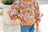 Opal Puff Sleeve Sweater - Retro Blooms