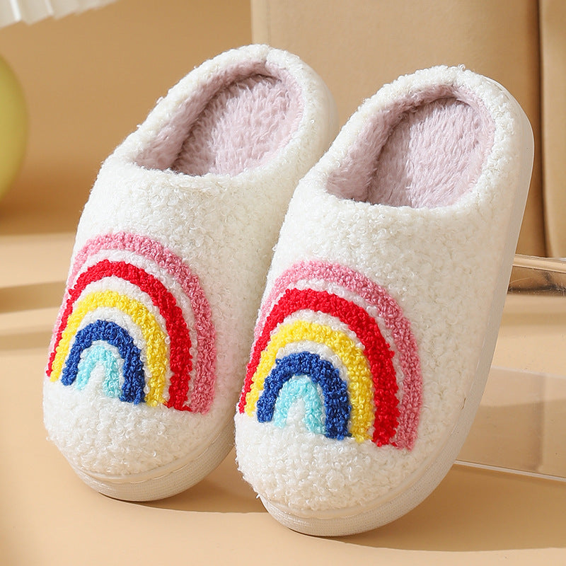 Girl's Plush Slippers - Rainbows
