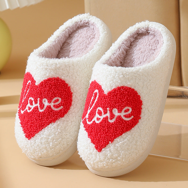 Girl's Plush Slippers - Hearts