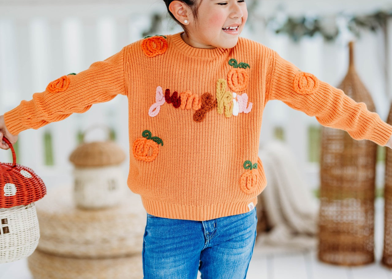 Embroidered Sweater - Pumpkin