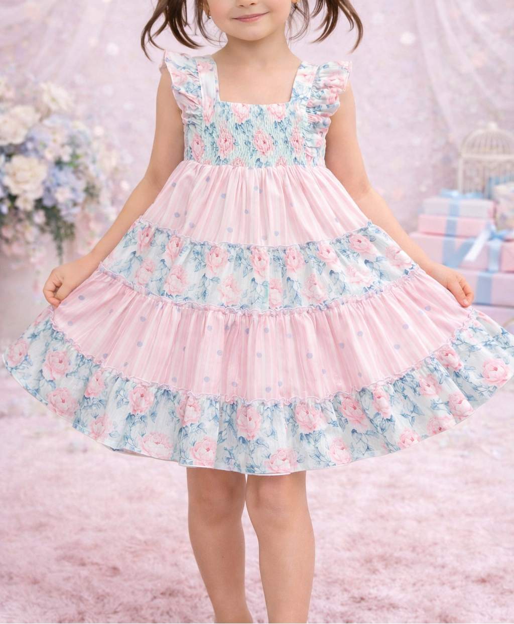 Brielle Shimmer Dress - Blooming Grace