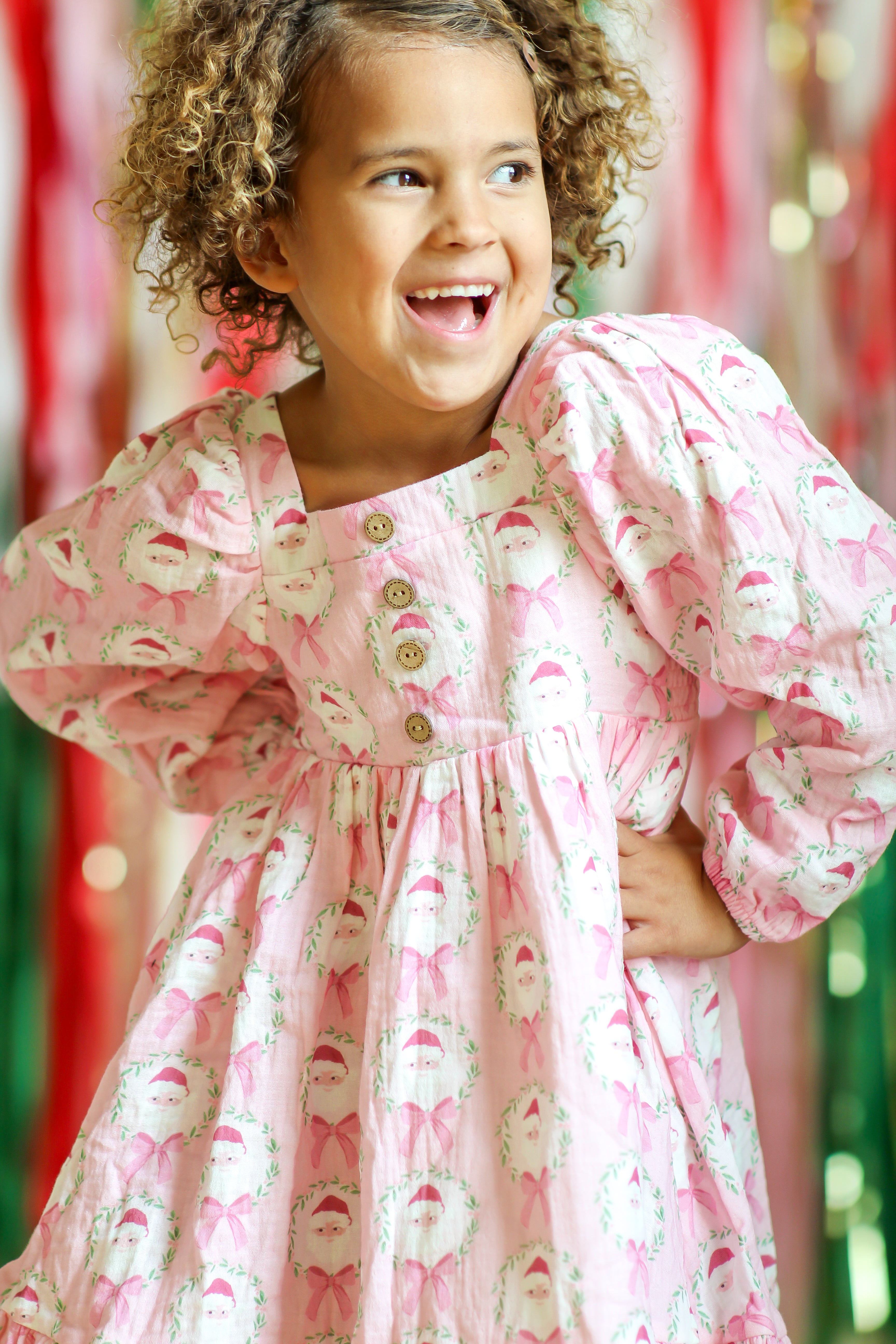 Puff Sleeve Gauze Dress - Sugarplum Santa (Pre-Order)