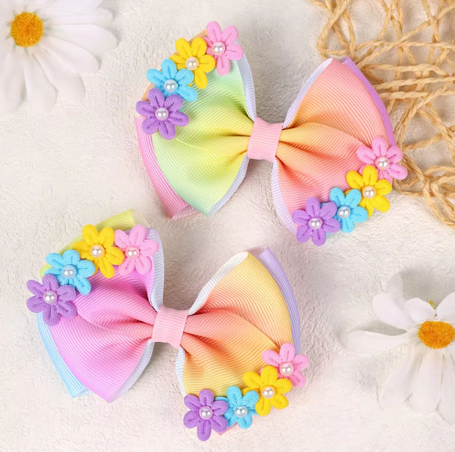 Hair Clip Set - Rainbow Petals