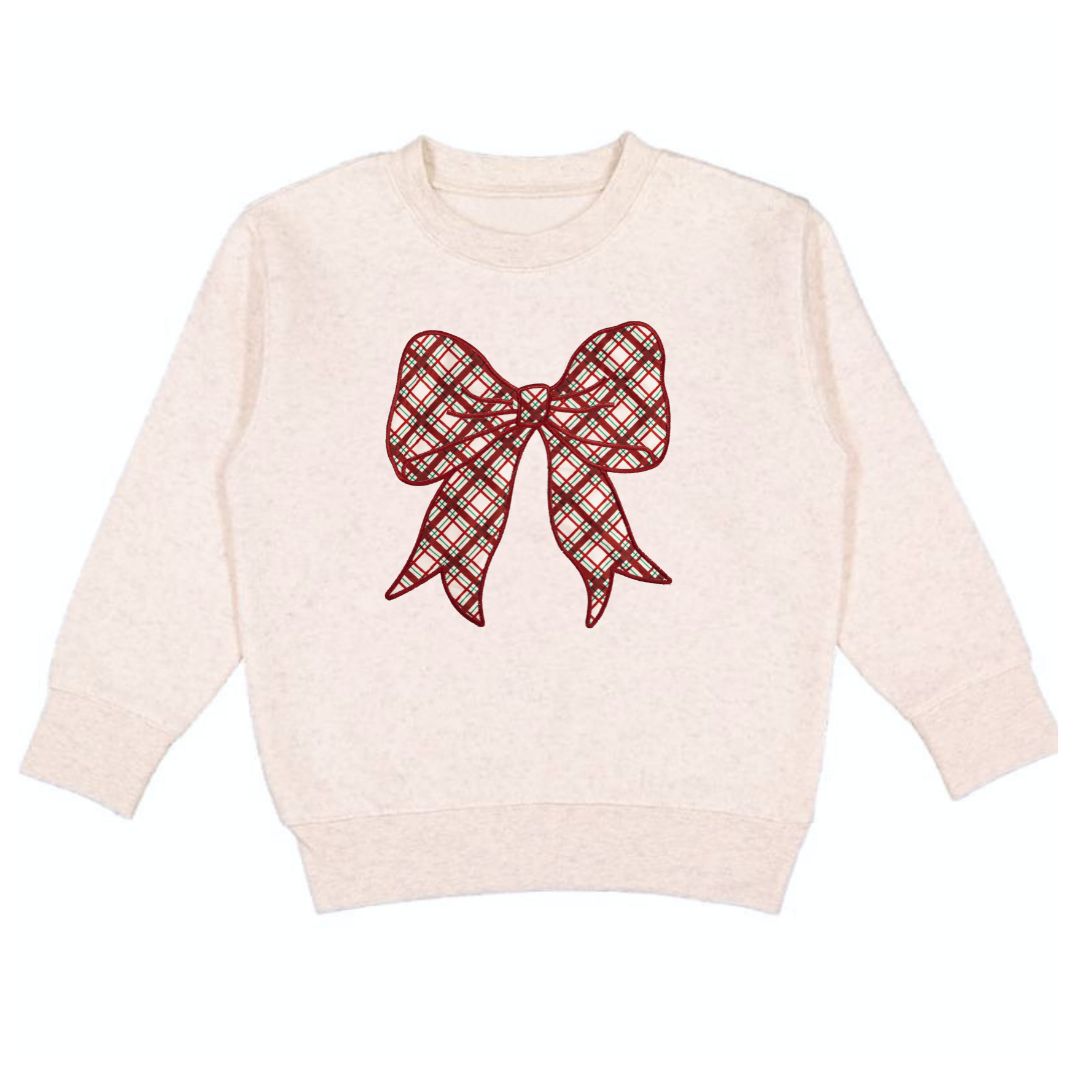 Sweet Wink Sweatshirt - Christmas Plaid Bow Patch