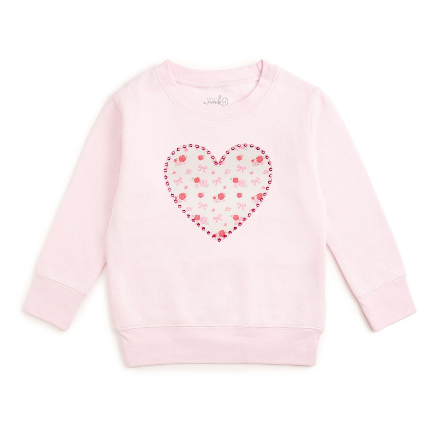 Sweet Wink Sweatshirt- Dainty Rose Pearl Heart