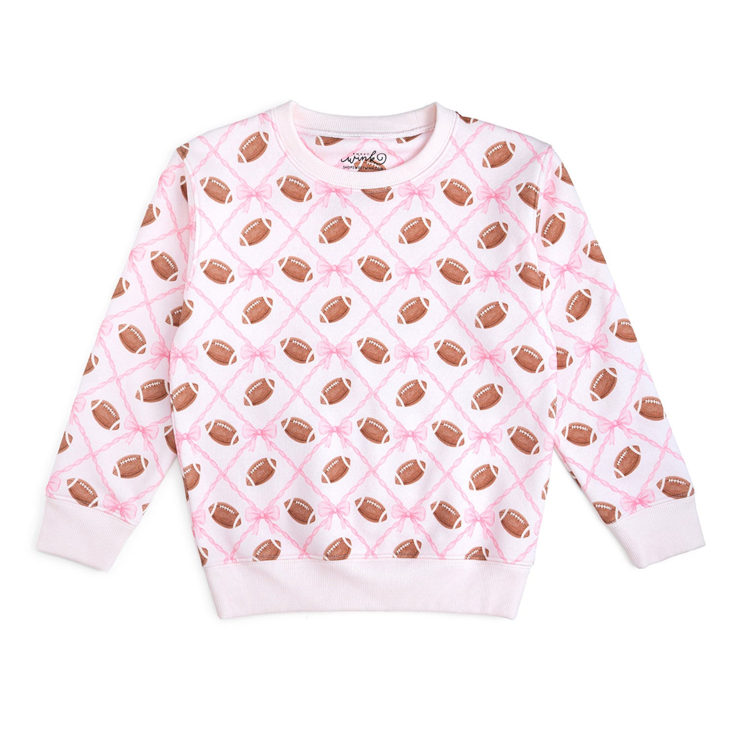 Sweet Wink Sweatshirt - Pink Football Trellis