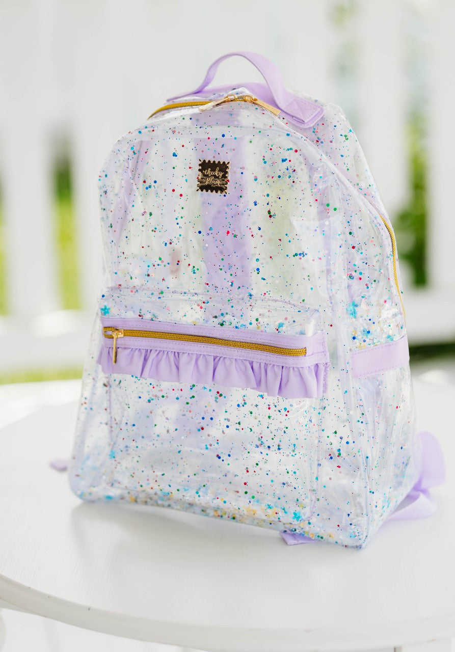 Pink Clear Backpack With Glitter Bree Clear Sequin Backpack
