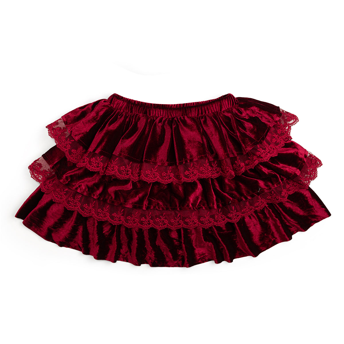 Sweet Wink Skirt - Tiered Ruby Red Velvet