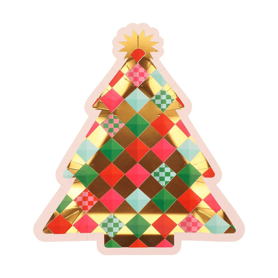 Packed Party - Gold Christmas Tree Dessert Plates - 10 PK
