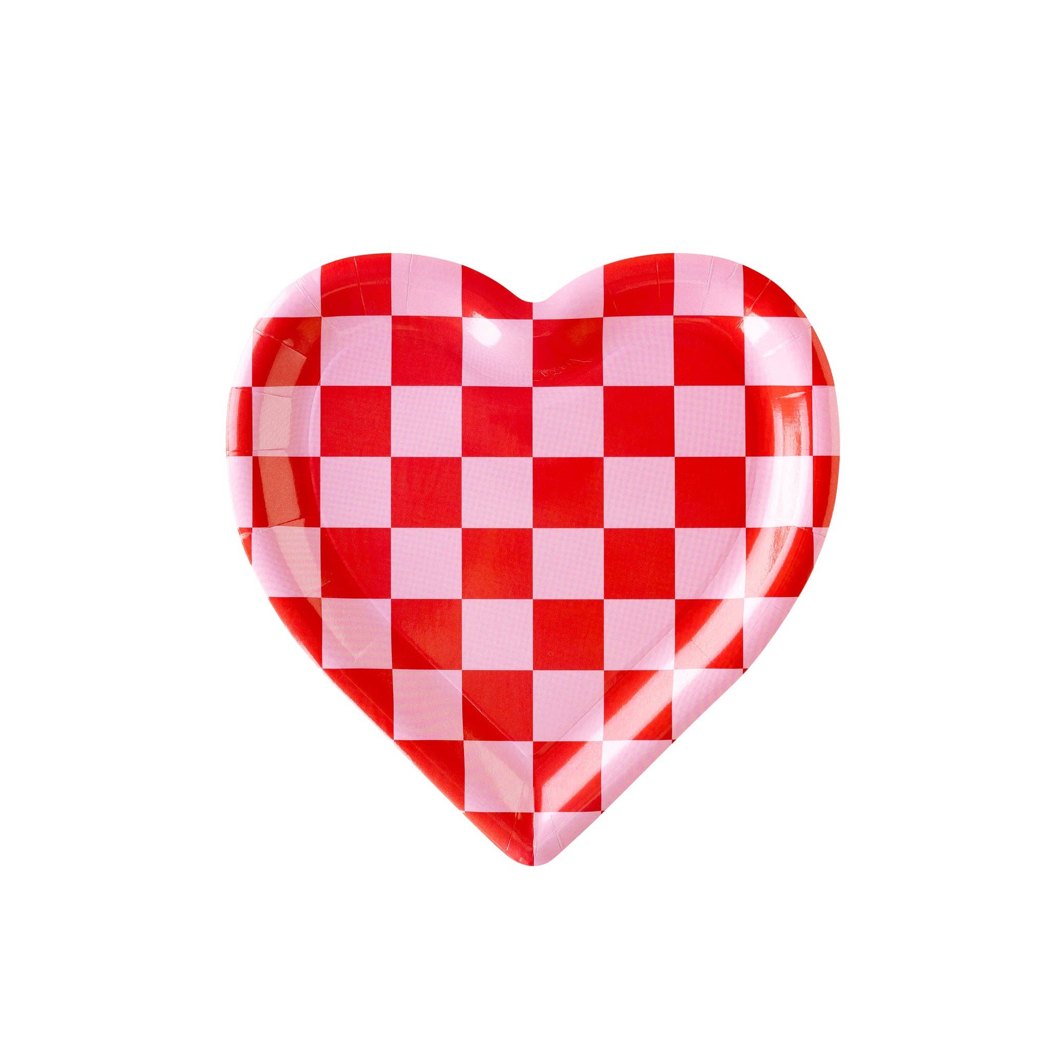 Checkered Heart Shaped Paper Plate - 8 PK