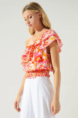 Women's Sugarlips One Shoulder Ruffle Crop Top | Mellow Groove