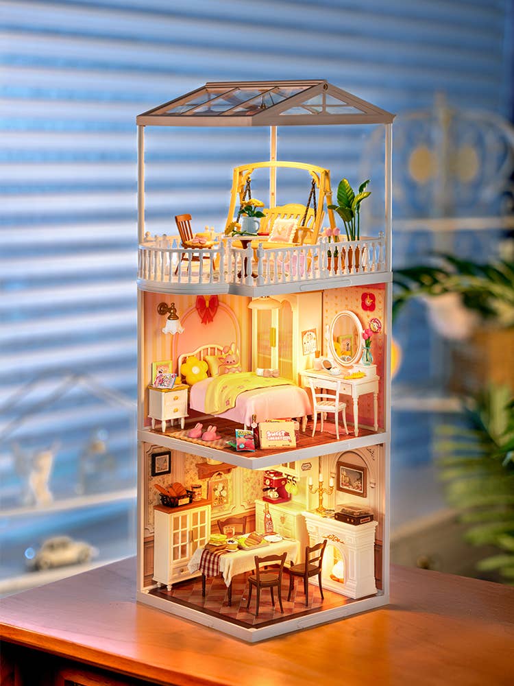 DW016 Rolife Lovely Pink Bedroom DIY Miniature House