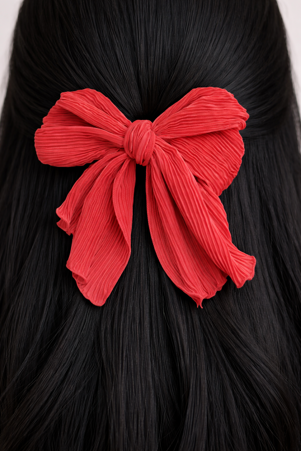 Red | Plisse Statement Bow