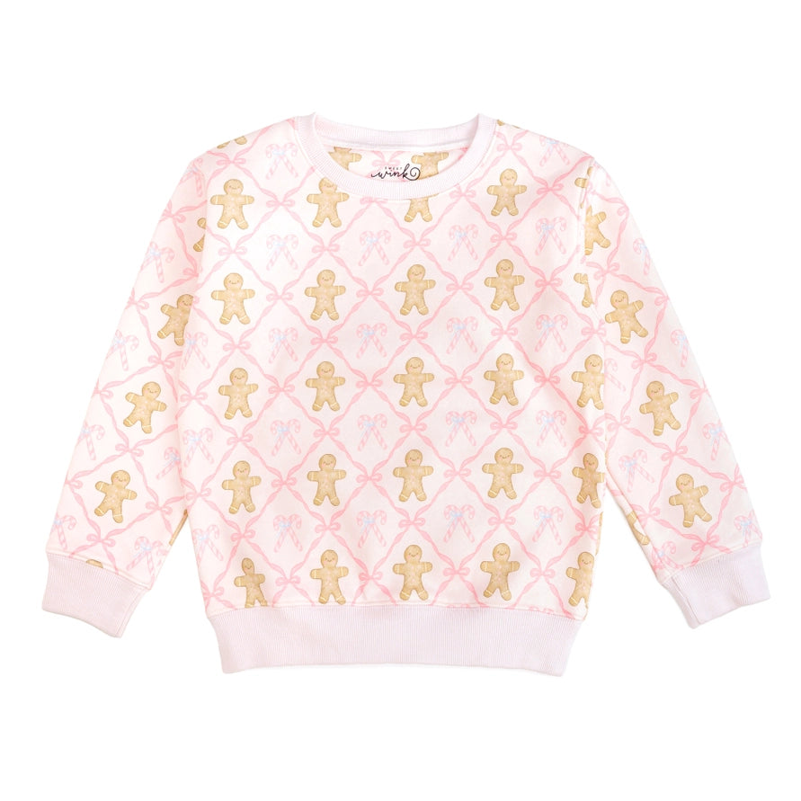Sweet Wink Sweatshirt - Gingerbread Bow Trellis