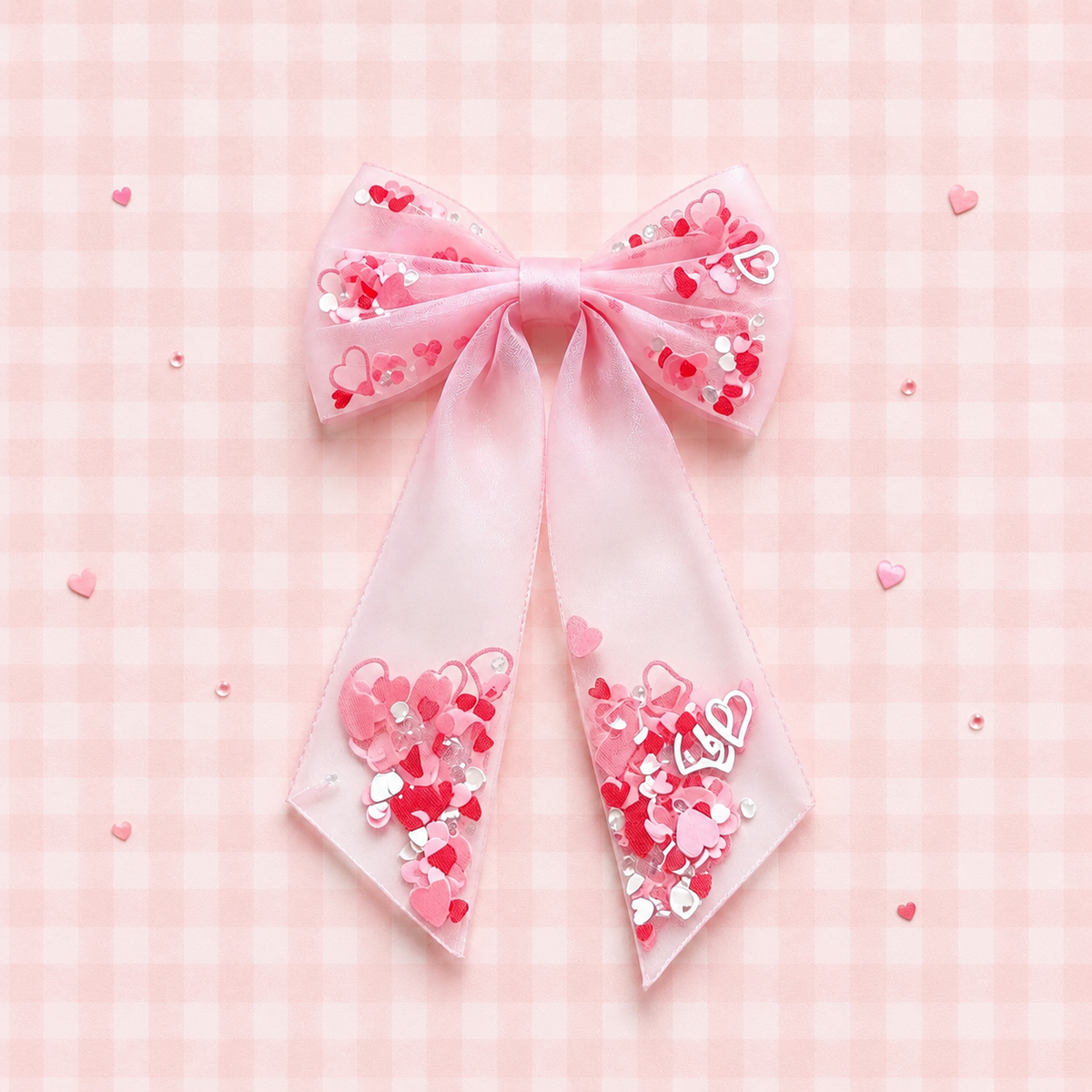 Mesh Shaker Bow - Cupid's Confetti