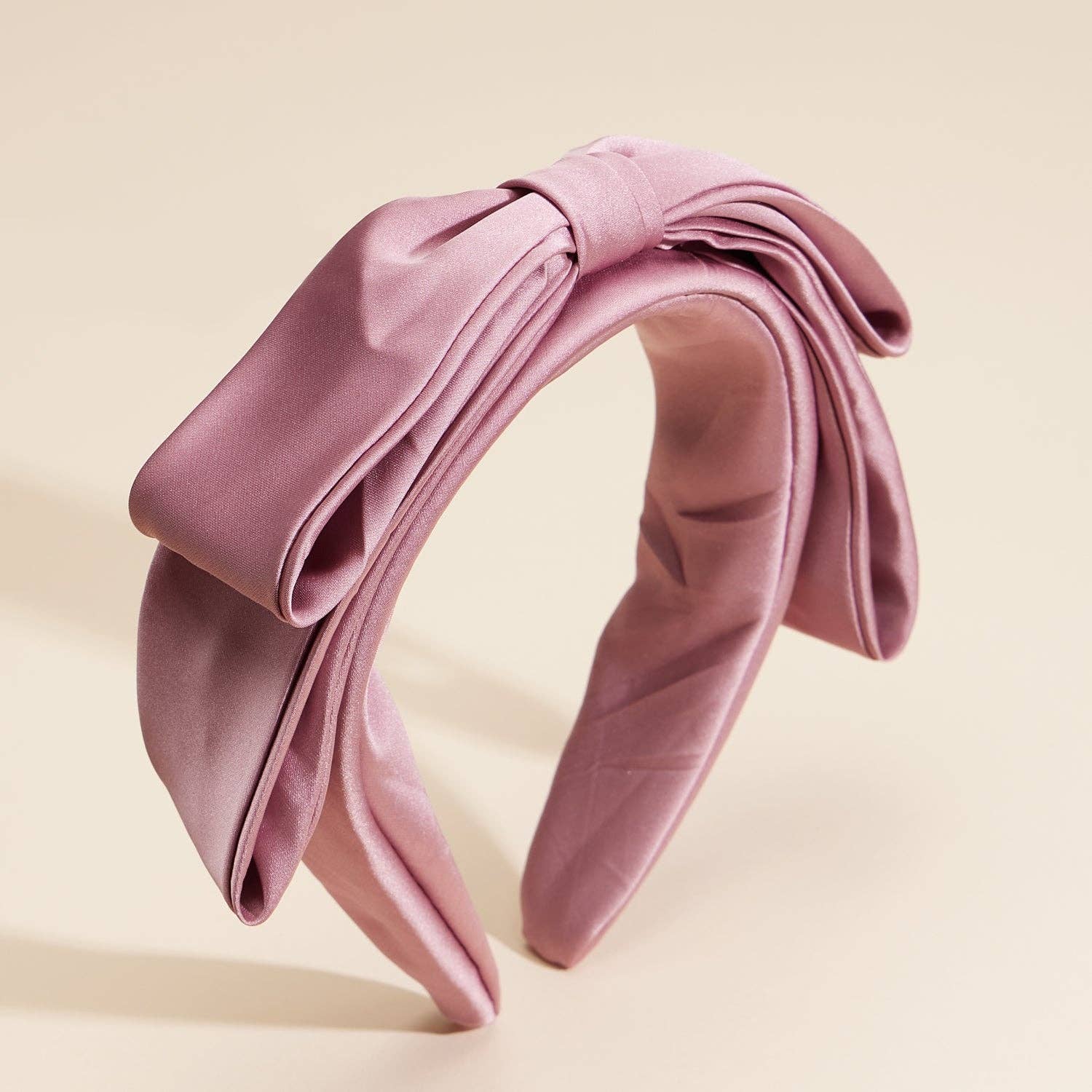 Simple Satin Bow Ribbon Headband: Blush / One / 4EH87016