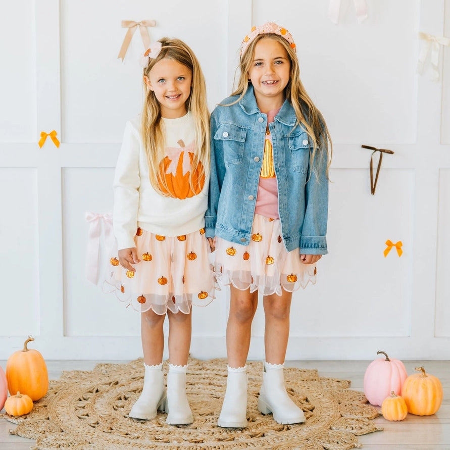 Sweet Wink Pumpkin Sequin Scallop Tutu