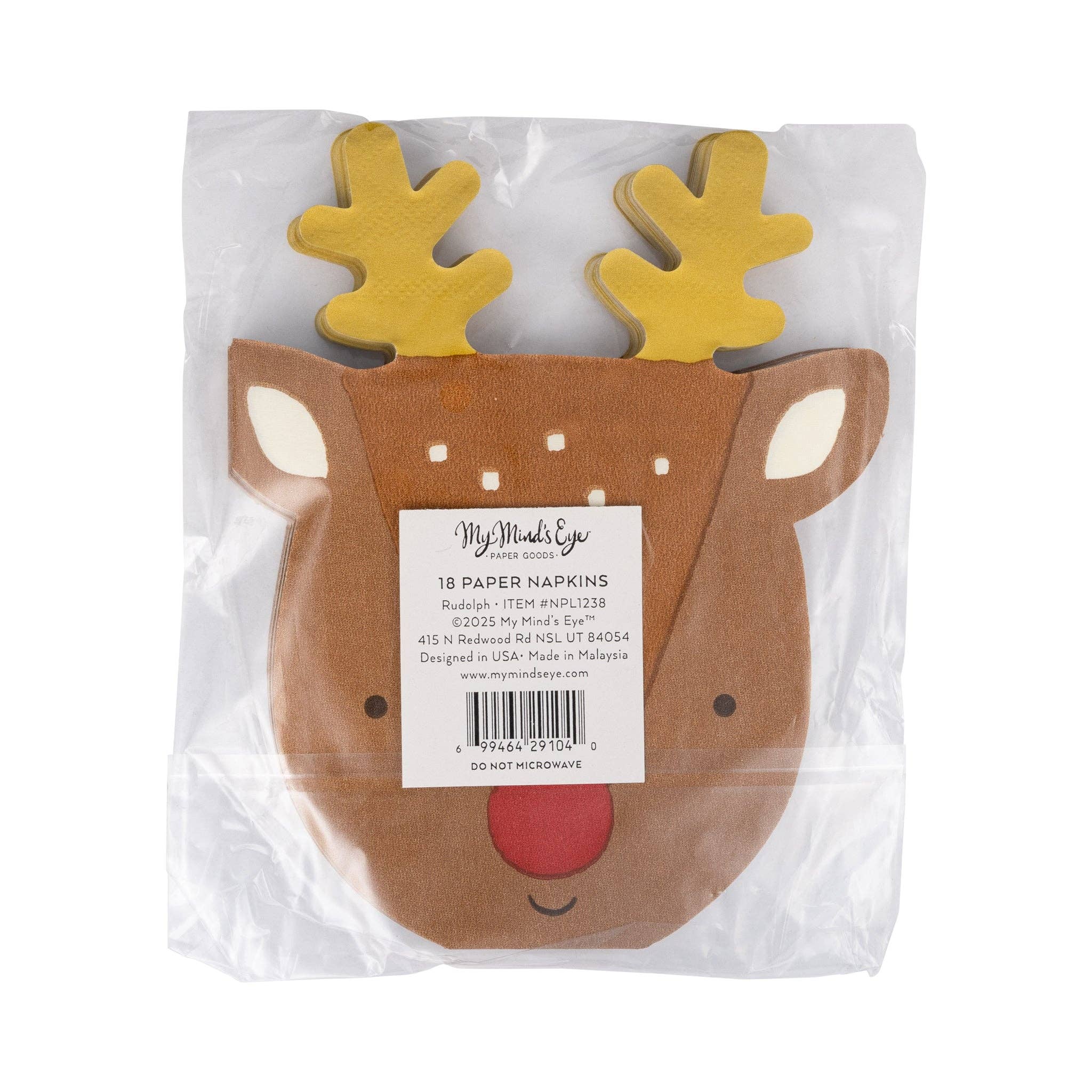 Rudolph Shaped Dinner Napkin - 18 PK