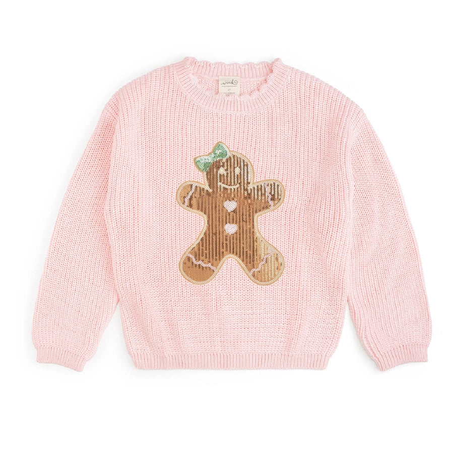 Sweet Wink Knit Sweater - Gingerbread Sequin Patch