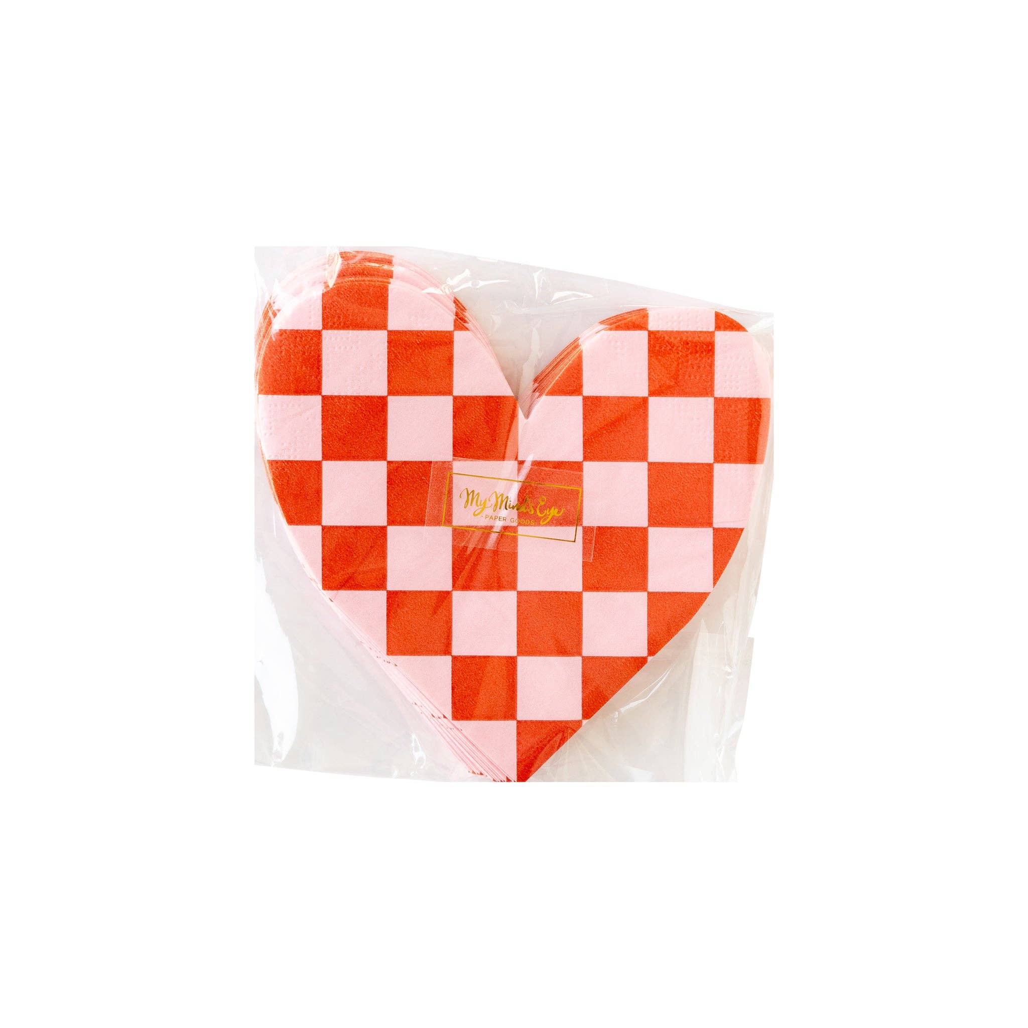 Checkered Heart Paper Napkin - 24 PK