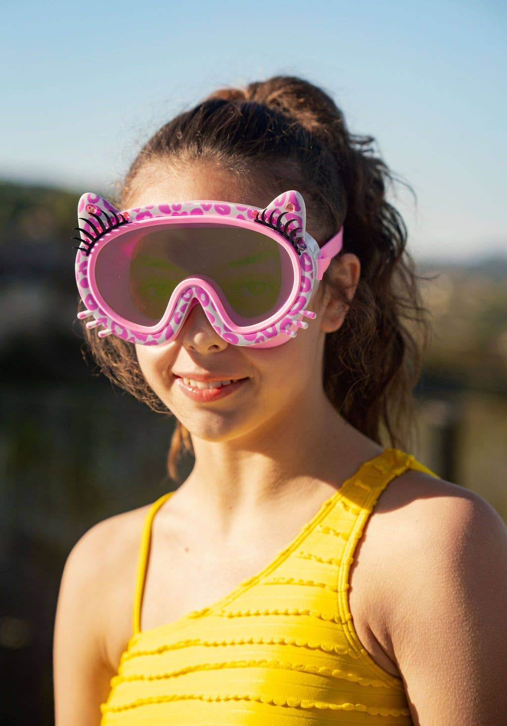 Pink Meow Kids' Swim Mask