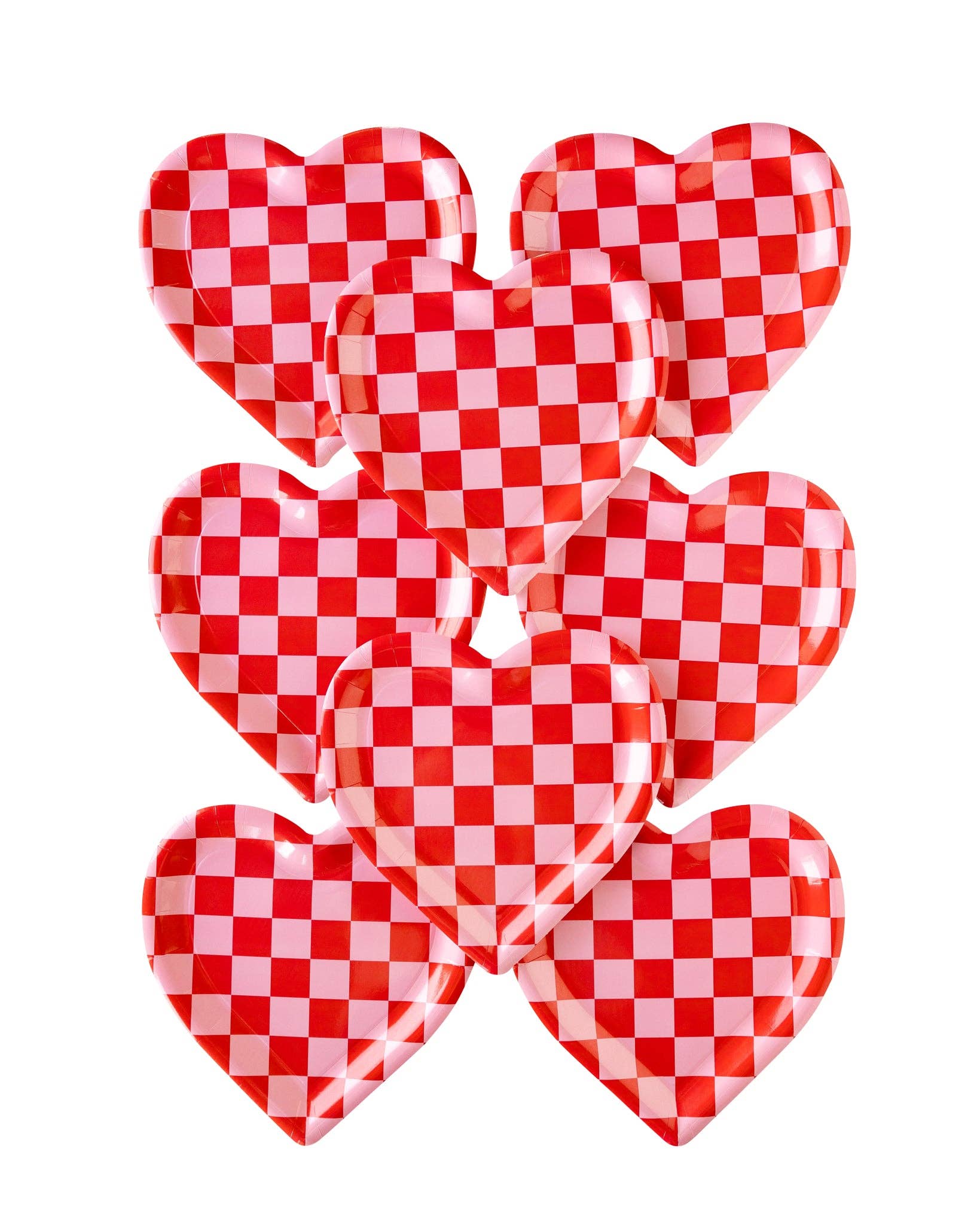 Checkered Heart Shaped Paper Plate - 8 PK