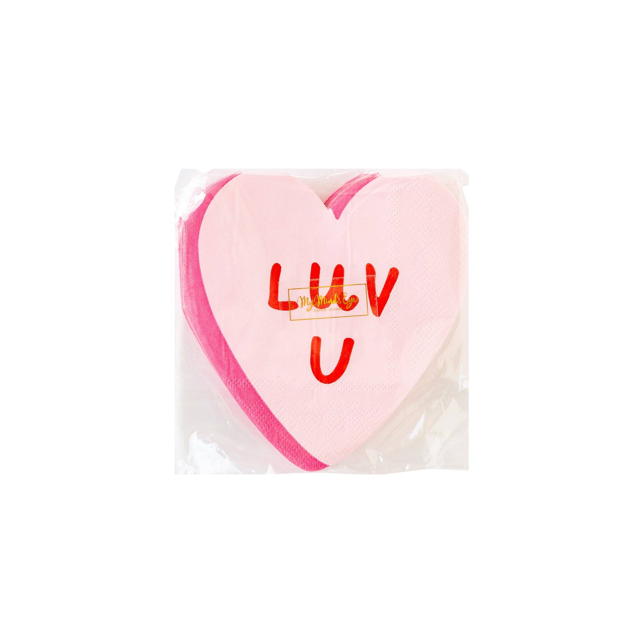 Luv U Heart Shaped Paper Napkin - 24 PK