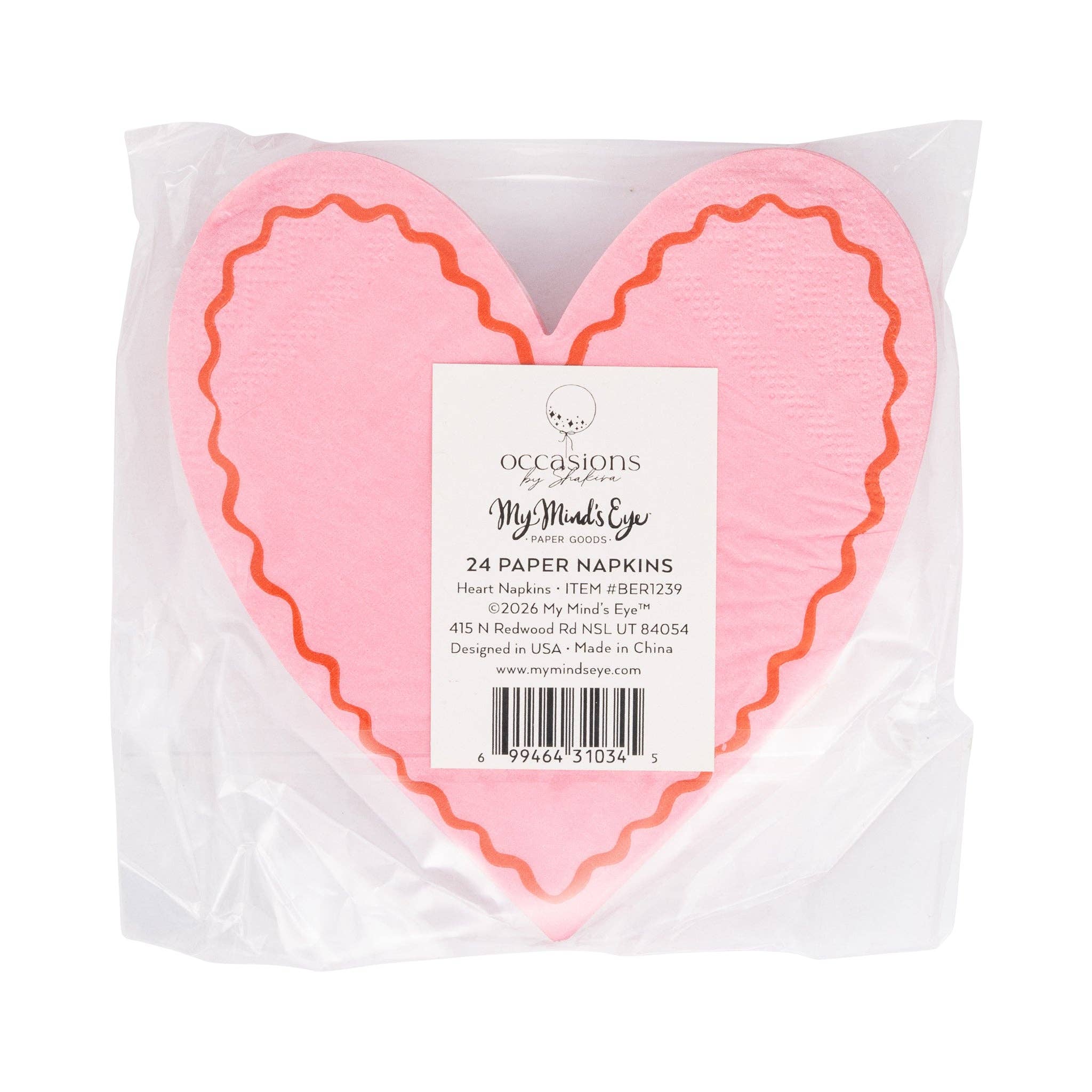 Beary Loved Heart Shaped Cocktail Napkins - 24 PK