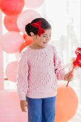 Pom Heart Sweater - Pink