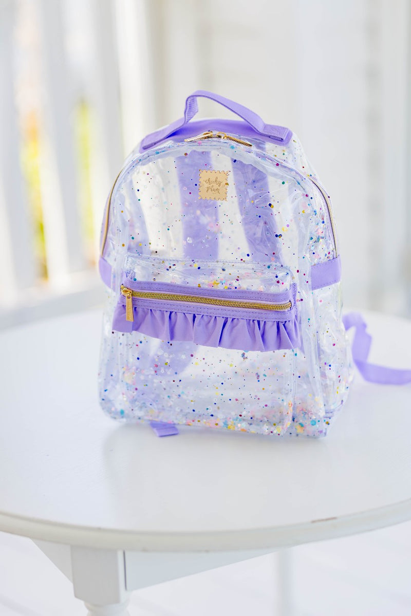 Bree Clear Sequin Backpack - Enchanted Violet Sparkle