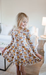 Elara Ribbed Knit Dress - Autumn Whimsy Bloom