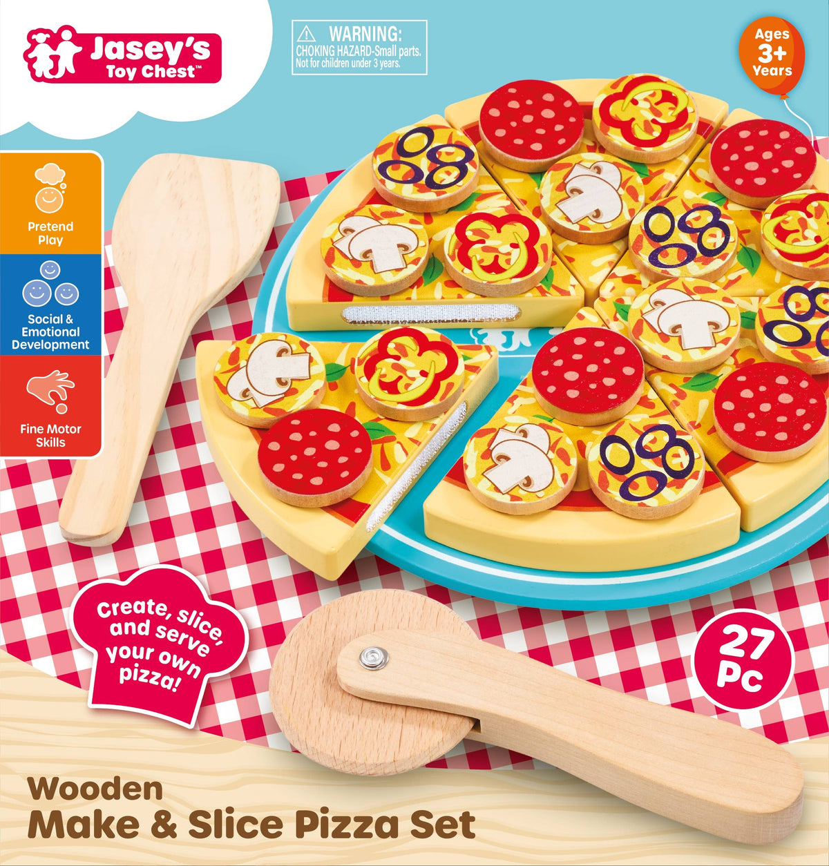 Wooden Make & Slice Pizza Set Pretend Play Food