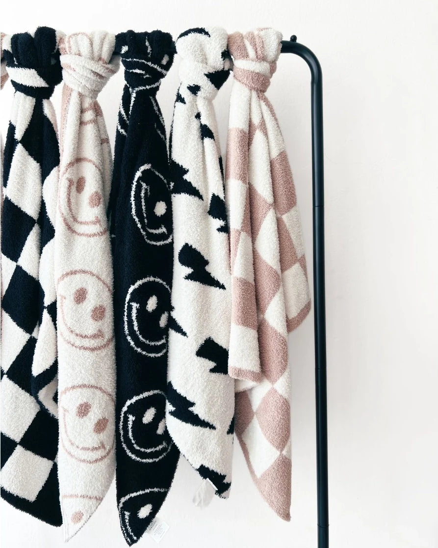 Checkered Plush Blanket | Latte