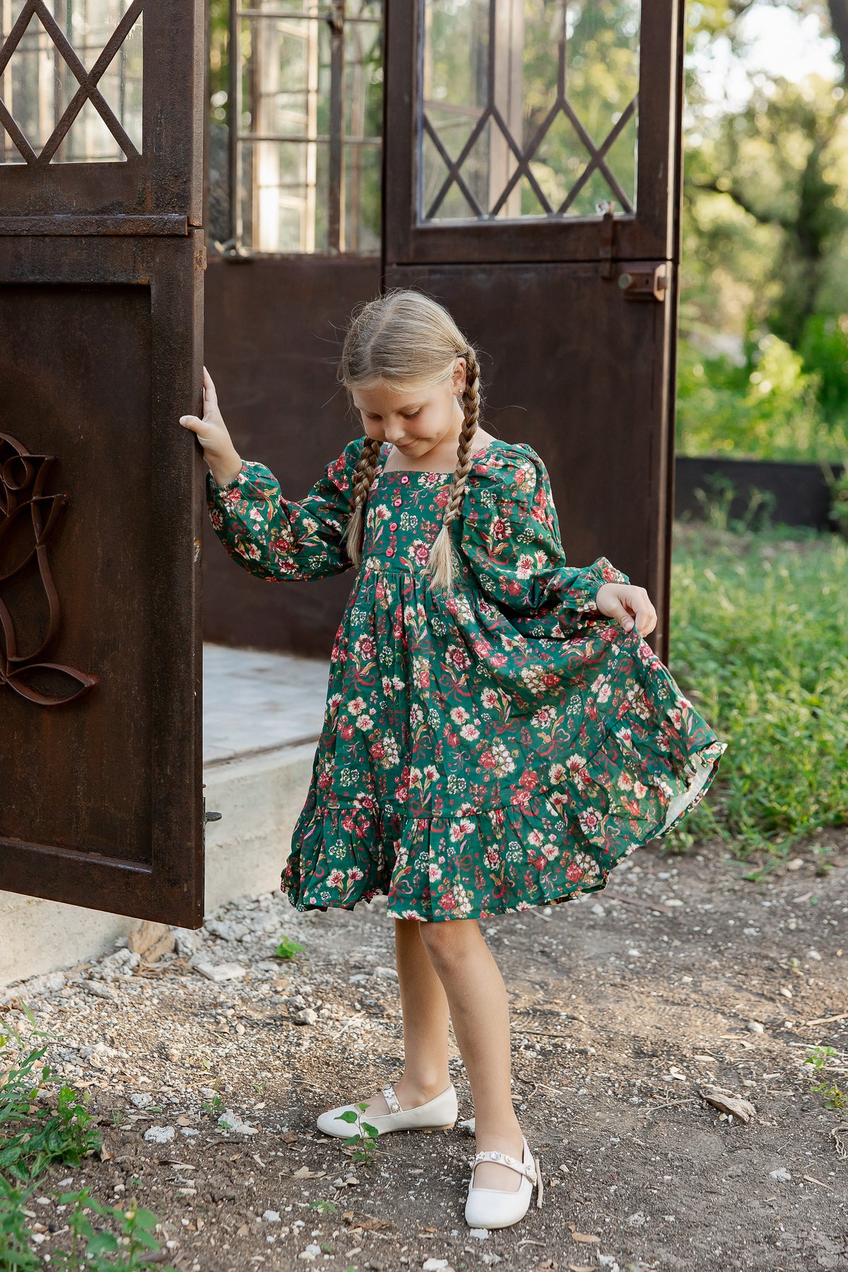 Puff Sleeve Gauze Dress - Mistletoe Manor (Pre-Order ships end of October)