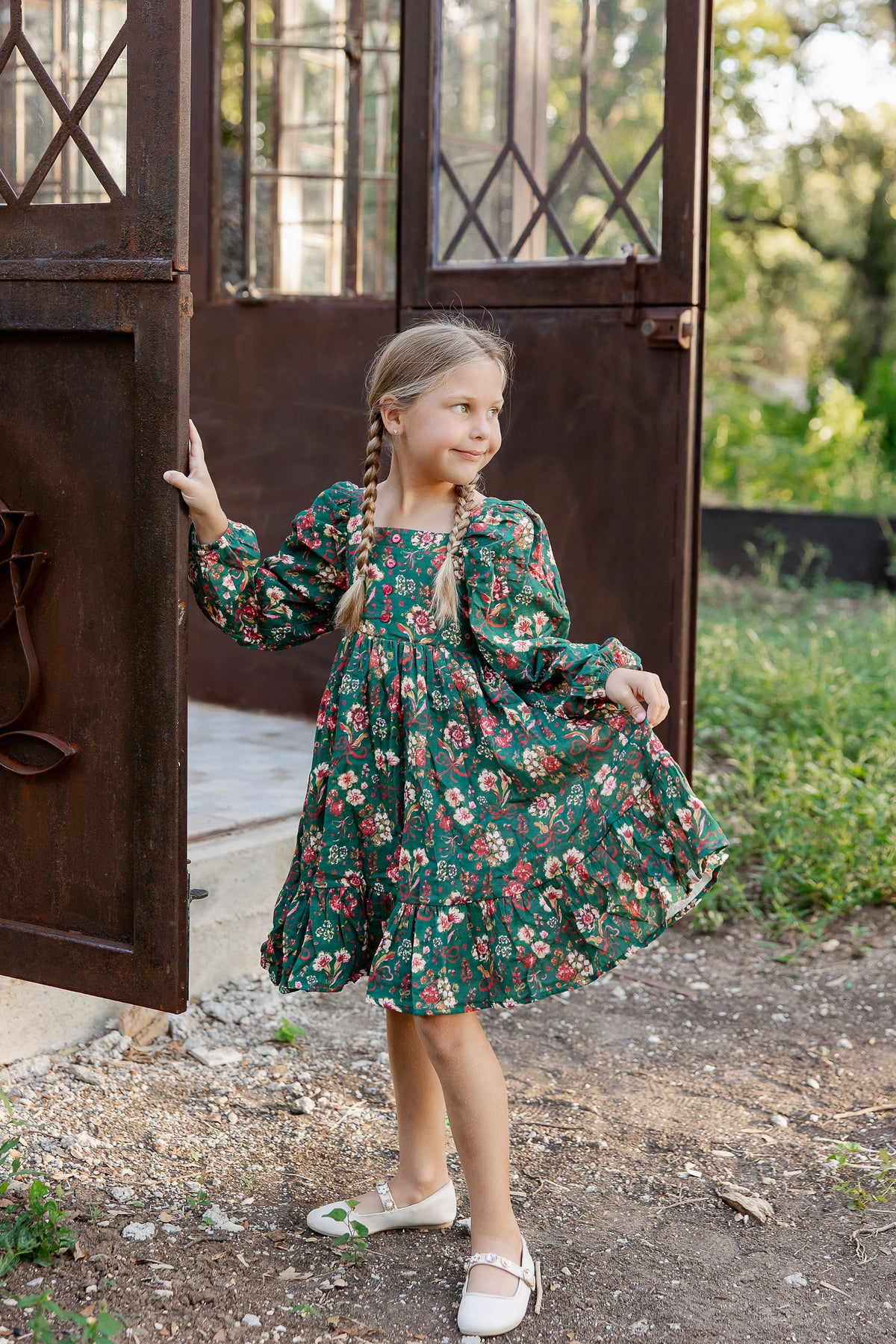 Puff Sleeve Gauze Dress - Mistletoe Manor (Pre-Order ships end of October)