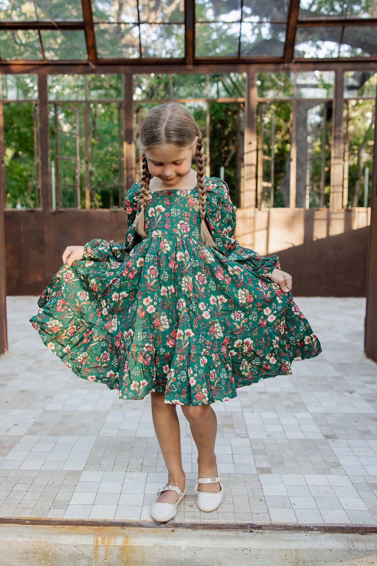 Puff Sleeve Gauze Dress - Mistletoe Manor (Pre-Order ships end of October)