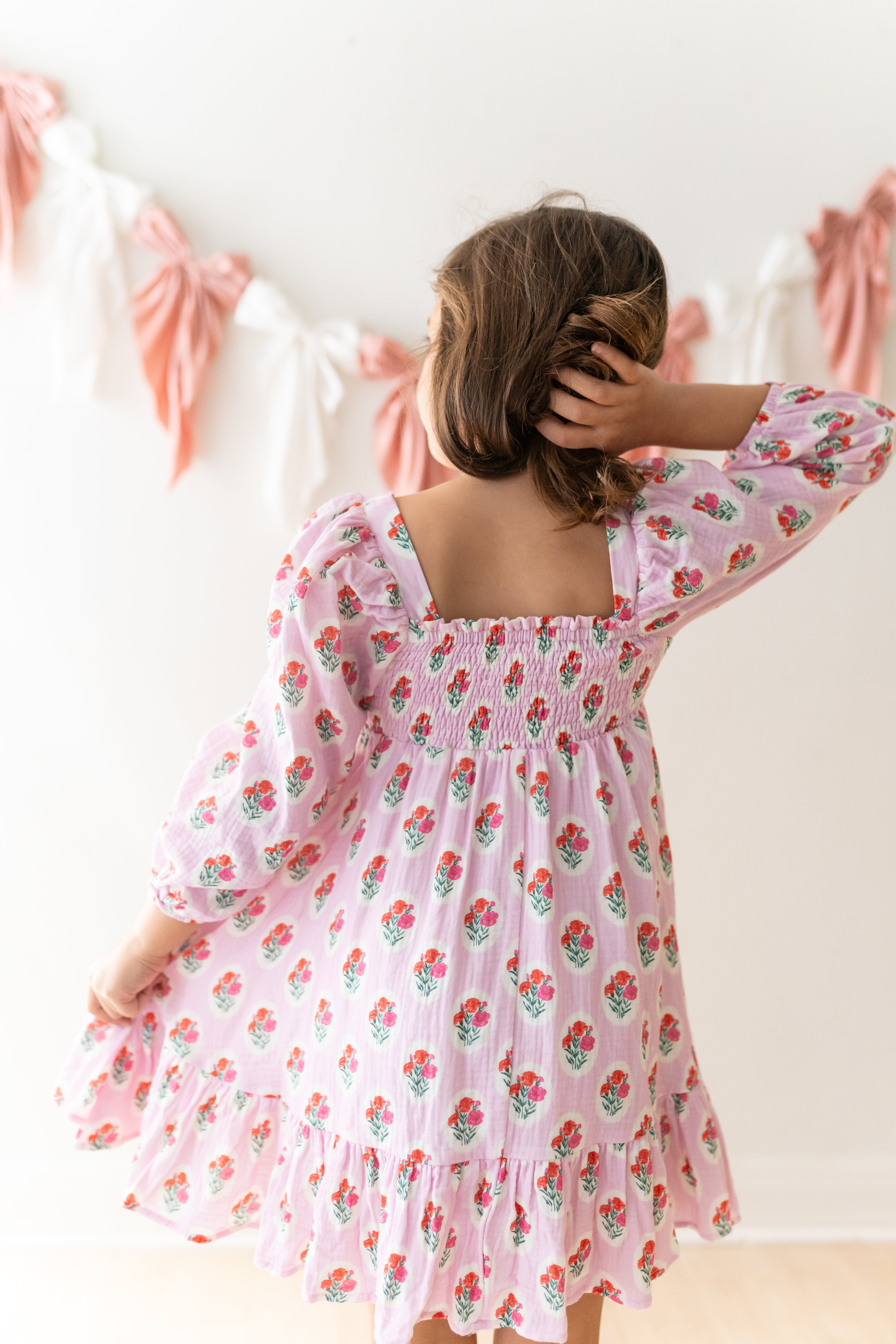 Puff Sleeve Gauze Dress - Berry Sweet